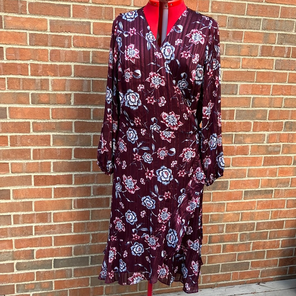 EUC Sz 22W Rachel Roy floral wrap dress
